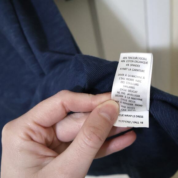 Toad and Co Blue Cue Wrap Long Sleeve Dress L Gorpcore Organic Cotton Eco - Picture 6 of 8